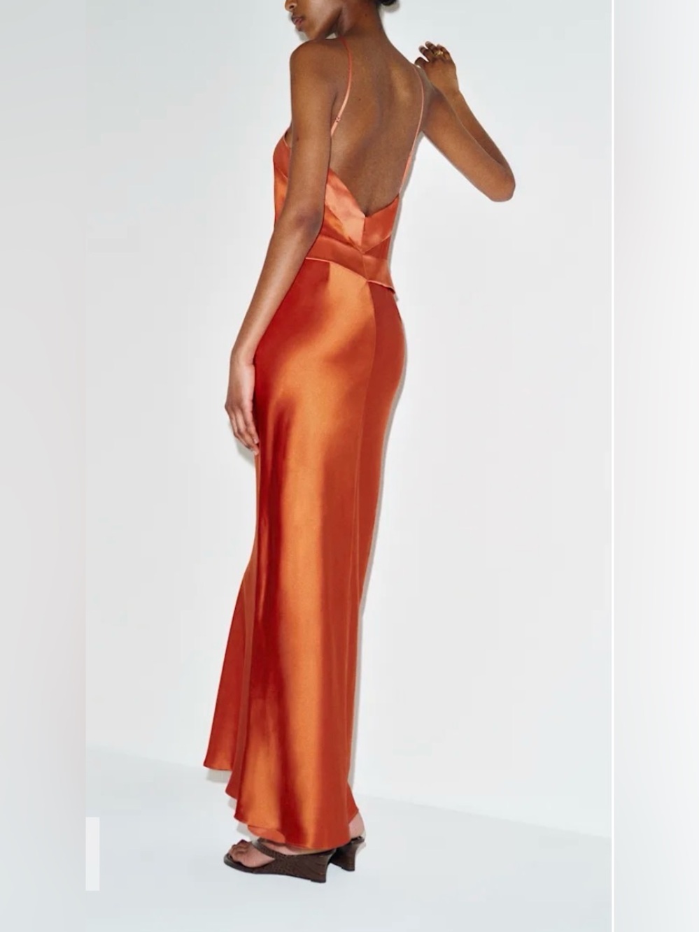 REFORMATION Jillian Silk Dress in Chili Mango NEW NWT - Picture 5 of 5